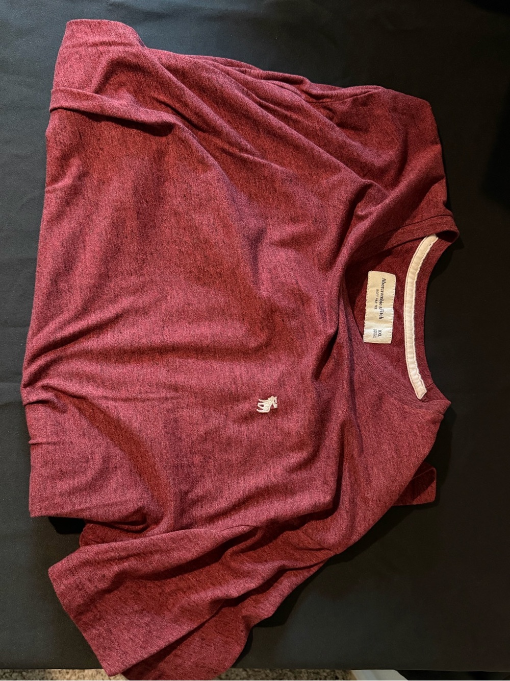 Abercrombie & Fitch Men's Heathered Burgundy Crew Neck Tee